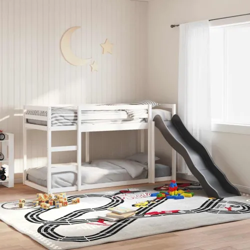 Krevet na kat s toboganom i ljestvama bijeli 90x200 cm borovina - Bijela 90 x 200 cm Cijena