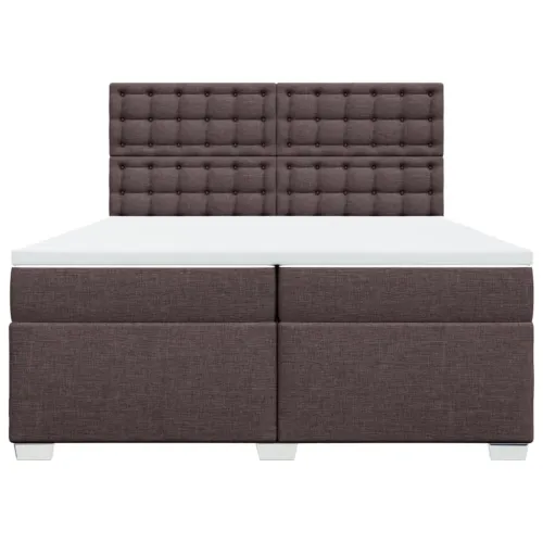 Boxspring - Krevet s oprugama i madracem tamnosmeđi 200x200 cm od tkanine - Tamno smeđa 200 x 200 cm gumbi Tamno smeđa Cijena