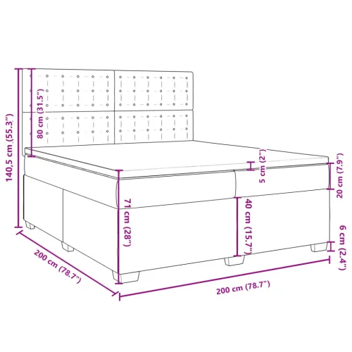Boxspring - Krevet s oprugama i madracem tamnosmeđi 200x200 cm od tkanine - Tamno smeđa 200 x 200 cm gumbi Tamno smeđa Cijena