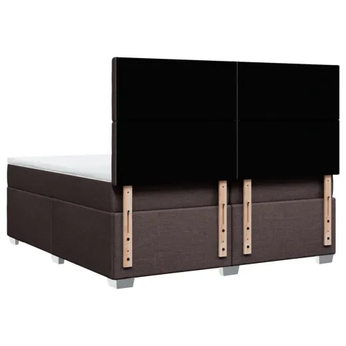 Boxspring - Krevet s oprugama i madracem tamnosmeđi 200x200 cm od tkanine - Tamno smeđa 200 x 200 cm gumbi Tamno smeđa Cijena