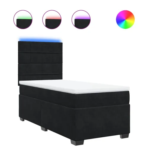 Box spring krevet s madracem crni 100x200 cm baršunasti - Crna 100 x 200 cm Blok s kvadratima Cijena