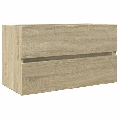 2-dijelni set kupaonskog namještaja od keramike i drva - sonoma hrast 80 x 38.5 x 45 cm sa slavinom i odvodom Cijena