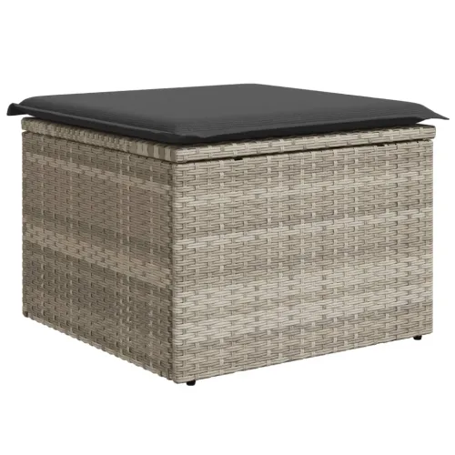 Vrtni tabure s jastukom svijetlosivi 55x55x37 cm od poliratana - Svjetlosiva 1 sa spremištem i torbom Cijena