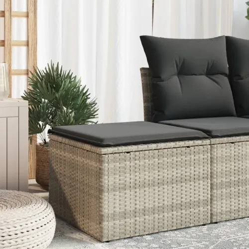 Vrtni tabure s jastukom svijetlosivi 55x55x37 cm od poliratana - Svjetlosiva 1 sa spremištem i torbom Cijena