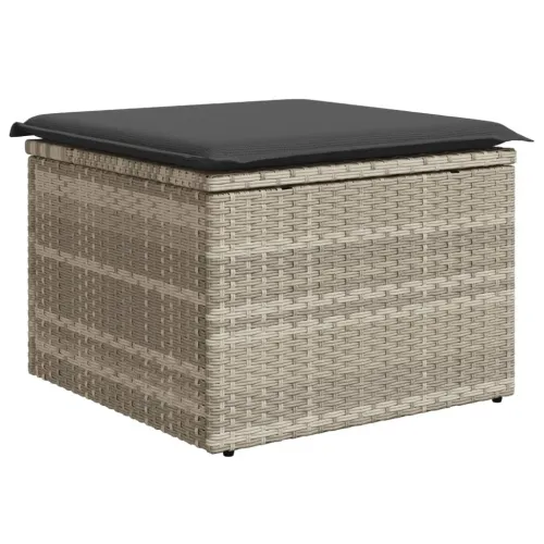 Vrtni tabure s jastukom svijetlosivi 55x55x37 cm od poliratana - Svjetlosiva sa spremištem i torbom Cijena