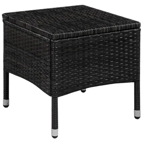 3-dijelni bistro set od poliratana crni - Crna Cijena