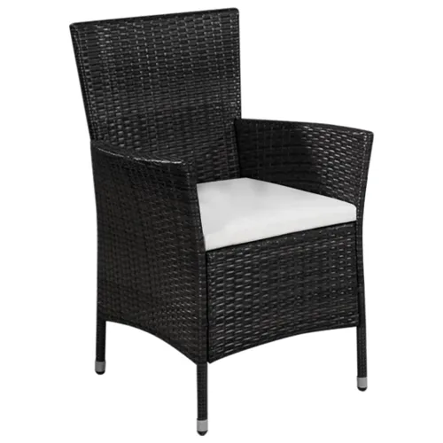 3-dijelni bistro set od poliratana crni - Crna Cijena