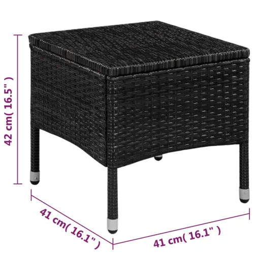 3-dijelni bistro set od poliratana crni - Crna Cijena