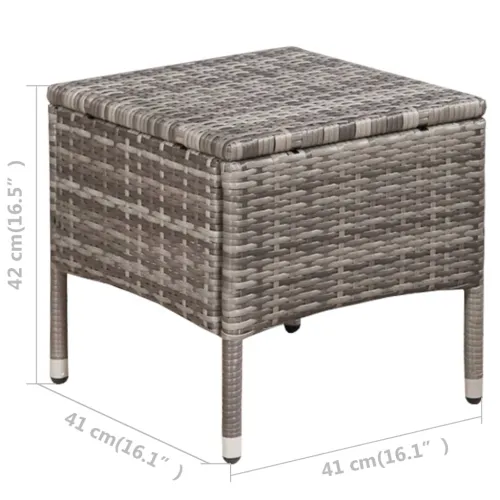 3-dijelni bistro set od poliratana sivi - Siva Cijena