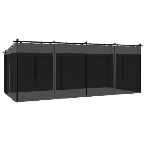 Sjenica s mrežastim zidovima 6 x 3 m antracit čelična - Antracit 6 x 3 m s mrežicom Cijena