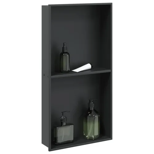 Niša za tuš mat crna 32x62x9 cm nehrđajući čelik - Crna Cijena
