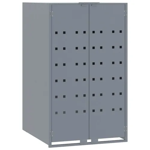 Spremište za jednu kantu za otpad siva 69 x 79 x 117 cm čelično - Siva poklopac s plinskim podizanjem 1 1 Cijena