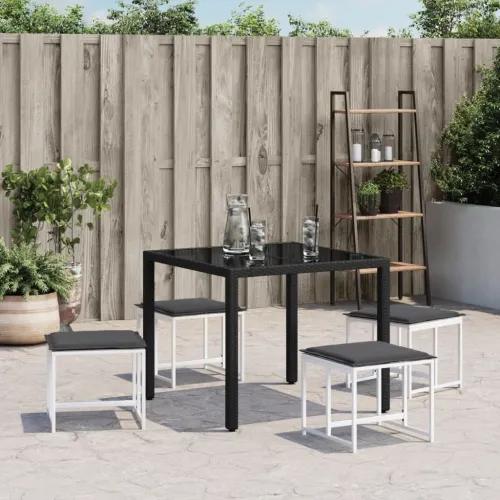 Vrtni taburei s jastucima 4 kom bijeli od čelika i tekstilena - Bijela 1 white steel and textilene Cijena