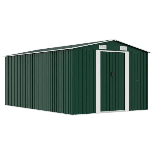 Vrtna kućica - Vrtno spremište 257 x 392 x 181 cm metalno zeleno - Zelena 257 x 392 x 181 cm 1 Zelena Cijena