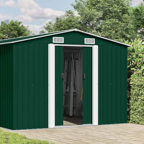 Vrtna kućica - Vrtno spremište 257 x 392 x 181 cm metalno zeleno - Zelena 257 x 392 x 181 cm 1 Zelena Cijena