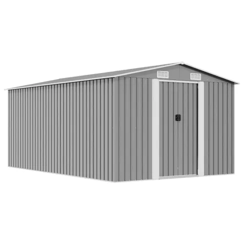Vrtna kućica - Vrtno spremište 257 x 392 x 181 cm metalno sivo - Siva 257 x 392 x 181 cm 1 Siva Cijena