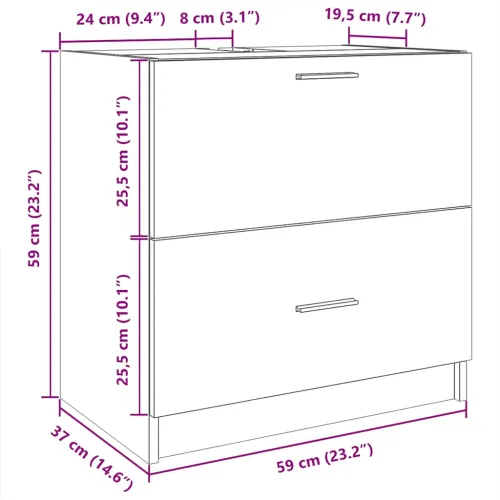 Ormarić za Lavabo - Umivaonik bijeli 59 x 37 x 59 cm konstruirano drvo - Bijela 59 x 37 x 59 cm 1 1 Cijena
