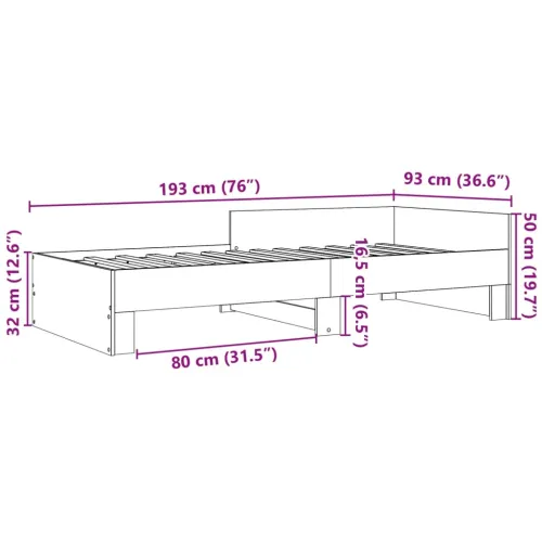 Okvir za krevet boja hrasta 90x190 cm od konstruiranog drva - Sivi hrast sonoma 90 x 190 cm Cijena