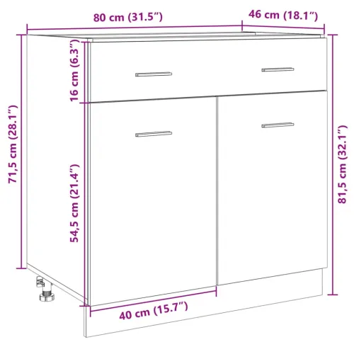 Ormarić s donjim ladicama “Lyon” Sonoma hrast 80x46x81,5 cm Konstruirano drvo - sonoma hrast 1 x donji ormarić (2 vrata i 2 ladi Cijena