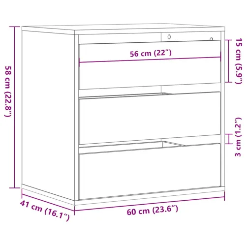 Kutna komoda s ladicama crna 60x41x58 cm od konstruiranog drva - Crna 60 x 41 x 58 cm Cijena