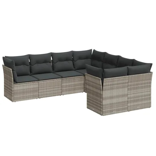 Vrtna garnitura - 8-dijelni set vrtnih sofa od poliratana s jastucima svjetlosivi - Svjetlosiva Cijena