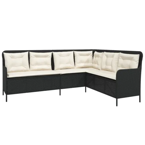 2-dijelna vrtna garnitura od poliratana s jastucima crna - Crna 110 x 110 x 40/71 cm Cijena
