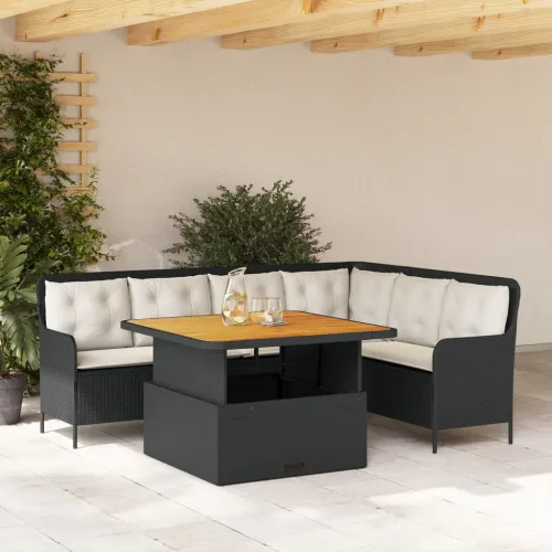 2-dijelna vrtna garnitura od poliratana s jastucima crna - Crna 110 x 110 x 40/71 cm 1 Cijena