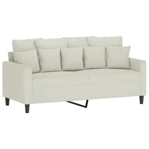 3-dijelni set sofa s jastucima krem baršunasti - Krema 1 s jastučićima i tabureom Cijena