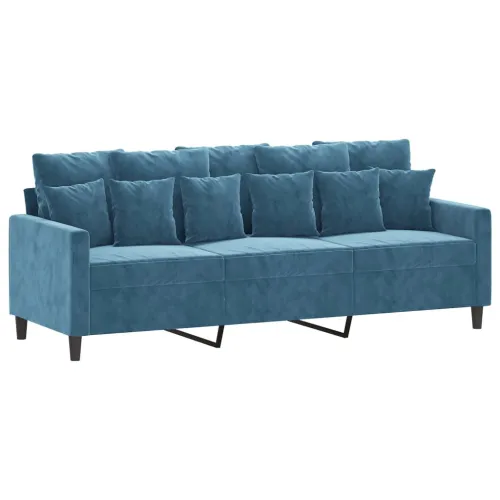 3-dijelni set sofa s jastucima plavi baršunasti - Plava 1 Sa naslonom za noge Cijena