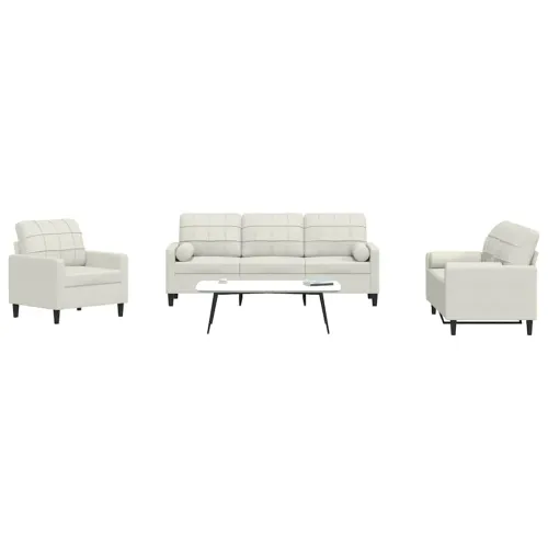3-dijelni set sofa s jastucima krem baršunasti - Krema 1 s jastučićima Krema Cijena