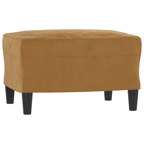 3-dijelni set sofa s jastucima smeđi baršunasti - Smeđa s jastucima i tabureom Cijena