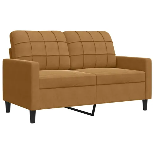 3-dijelni set sofa s jastucima smeđi baršunasti - Smeđa 1 s jastucima i tabureom Cijena