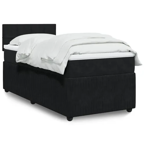 Box spring krevet s madracem crni 100x200 cm baršunasti - Crna 100 x 200 cm Blok s kvadratima Cijena