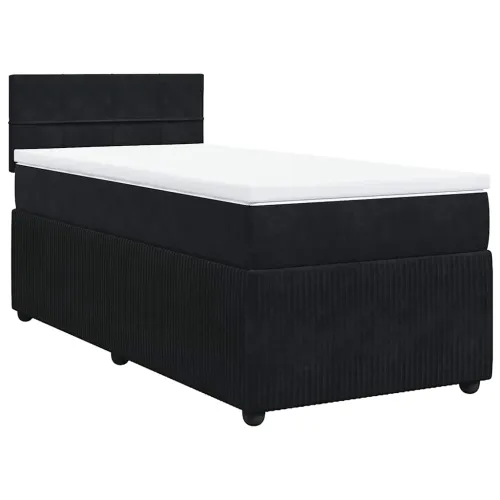 Box spring krevet s madracem crni 100x200 cm baršunasti - Crna 100 x 200 cm Blok s kvadratima Cijena