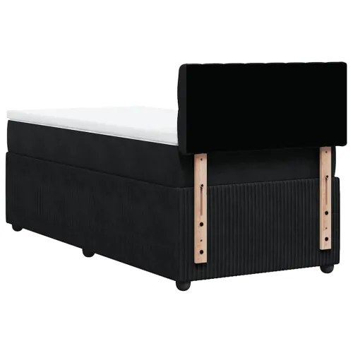 Box spring krevet s madracem crni 100x200 cm baršunasti - Crna 100 x 200 cm Dizajn s gumbima Cijena