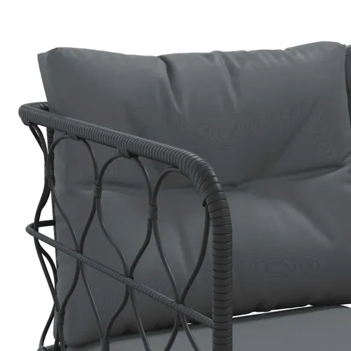 Set vrtnih sofa s jastucima crni od čelika i tekstilena - Antracit 1 Cijena