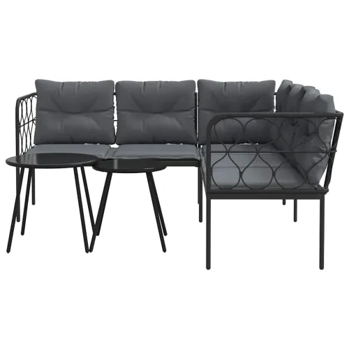 Set vrtnih sofa s jastucima crni od čelika i tekstilena - Antracit 1 Cijena
