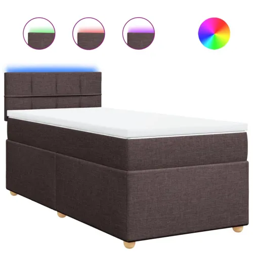 Boxspring - Krevet s oprugama i madracem tamnosmeđi 90 x 200 cm od tkanine - Tamno smeđa 90 x 200 cm Blok s kvadratima Tamno sme Cijena