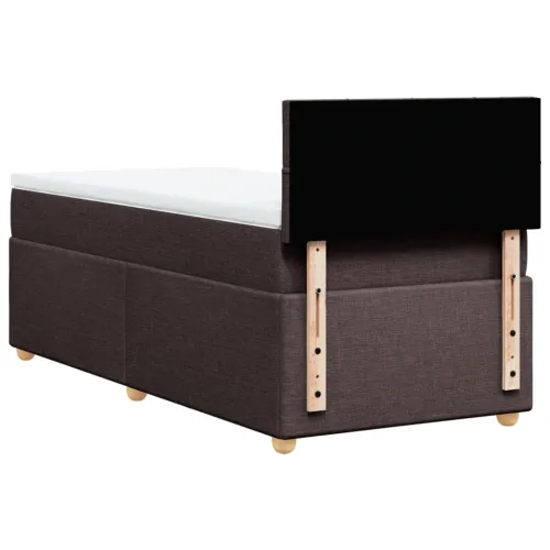 Boxspring - Krevet s oprugama i madracem tamnosmeđi 90 x 200 cm od tkanine - Tamno smeđa 90 x 200 cm Blok s kvadratima Tamno sme Cijena