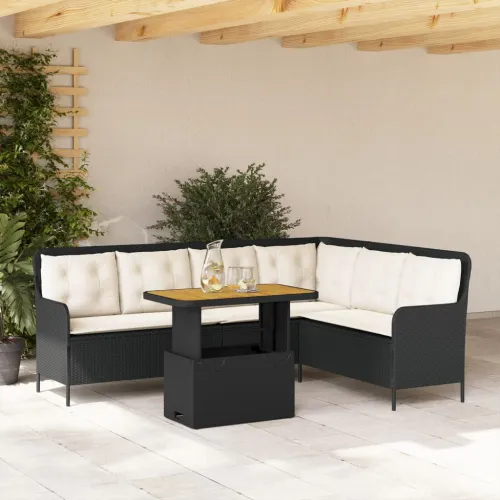 2-dijelna vrtna garnitura od poliratana s jastucima crna - Crna 90 x 55 x 40/71 cm 1 Cijena