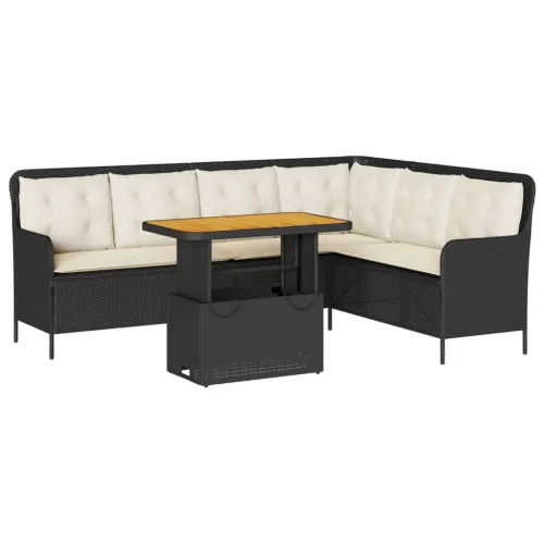 2-dijelna vrtna garnitura od poliratana s jastucima crna - Crna 90 x 55 x 40/71 cm 1 Cijena