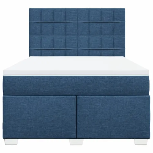 Boxspring - Krevet s oprugama i madracem plavi 140 x 190 cm od tkanine - Plava 140 x 190 cm Blok s kvadratima Plava Cijena