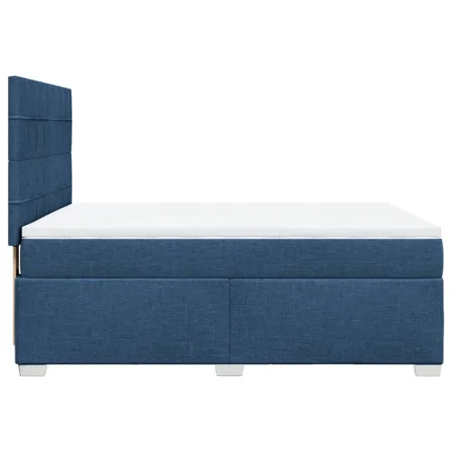 Boxspring - Krevet s oprugama i madracem plavi 140 x 190 cm od tkanine - Plava 140 x 190 cm Blok s kvadratima Plava Cijena