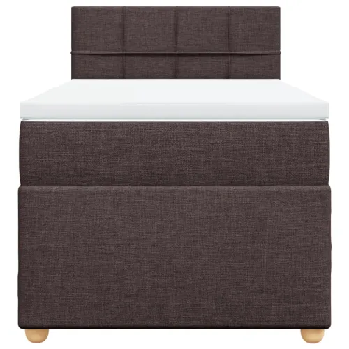 Boxspring - Krevet s oprugama i madracem tamnosmeđi 90 x 190 cm od tkanine - Tamno smeđa 90 x 190 cm Blok s kvadratima Tamno sme Cijena