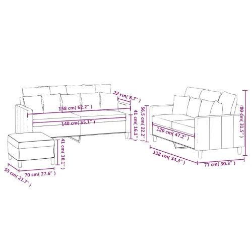 3-dijelni set sofa s jastucima crni baršunasti - Crna s jastučićima i tabureom Cijena