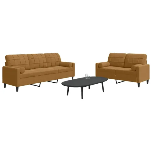 2-dijelni set sofa s jastucima smeđi baršunasti - Smeđa 1 s jastučićima Cijena