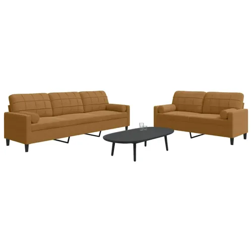 2-dijelni set sofa s jastucima smeđi baršunasti - Smeđa 1 s jastučićima Cijena