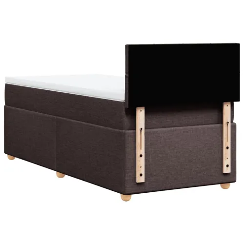 Boxspring - Krevet s oprugama i madracem tamnosmeđi 90 x 190 cm od tkanine - Tamno smeđa 90 x 190 cm Blok s kvadratima Tamno sme Cijena