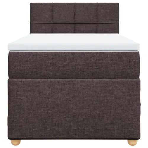 Boxspring - Krevet s oprugama i madracem tamnosmeđi 90 x 190 cm od tkanine - Tamno smeđa 90 x 190 cm Blok s kvadratima Tamno sme Cijena