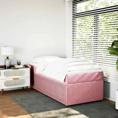 Box spring krevet s madracem ružičasti 100x200 cm baršunasti - Ružičasta 100 x 200 cm Cijena